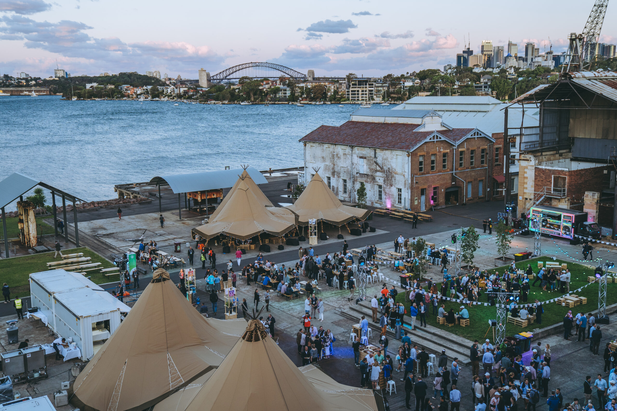 Outdoor corporate event in marquee space